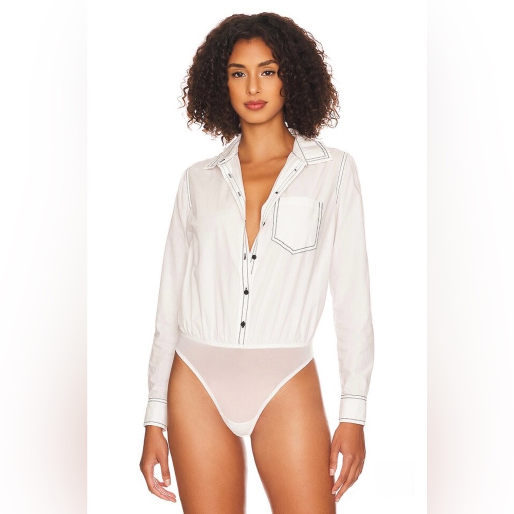 NWT Free People Power Move Long Sleeve Button-Up Bodysuit size XS